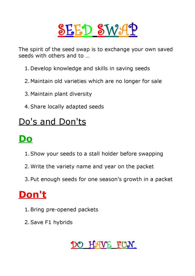 do's and don'ts - seed swap