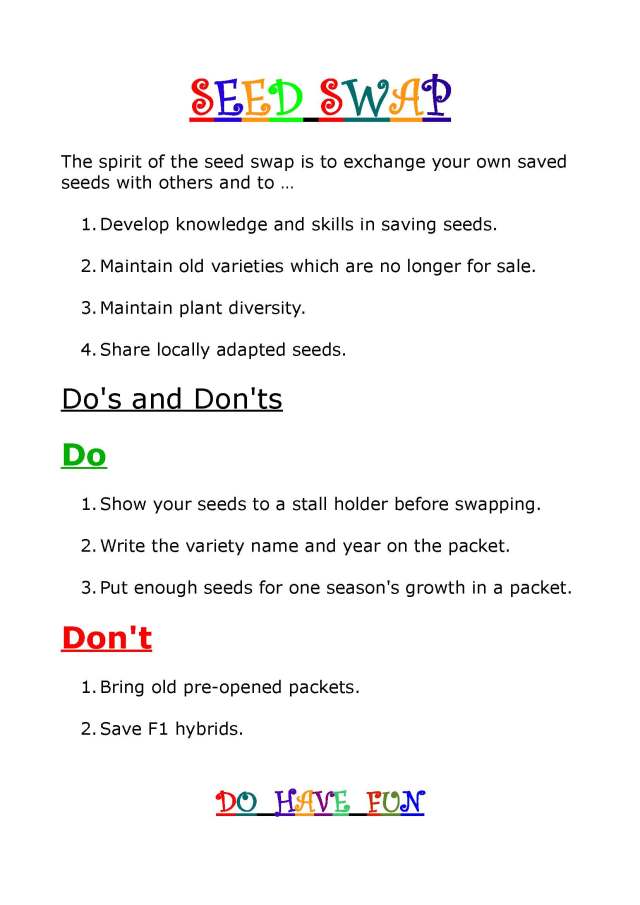 do's and don'ts - seed swap